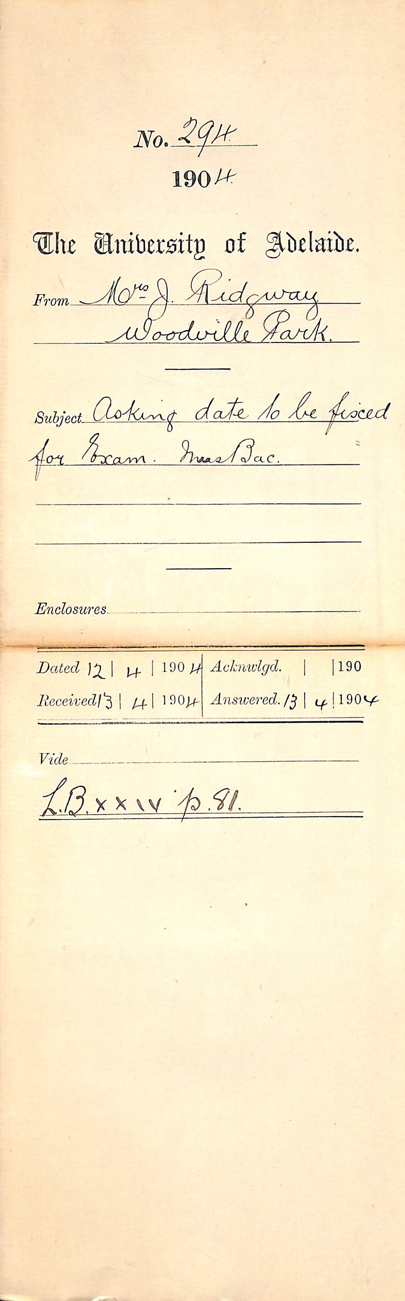 Asking date to be fixed for Exam Mus Bac