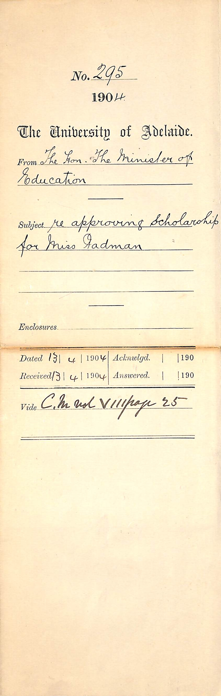 Re Approving Scholarship for Miss Padman