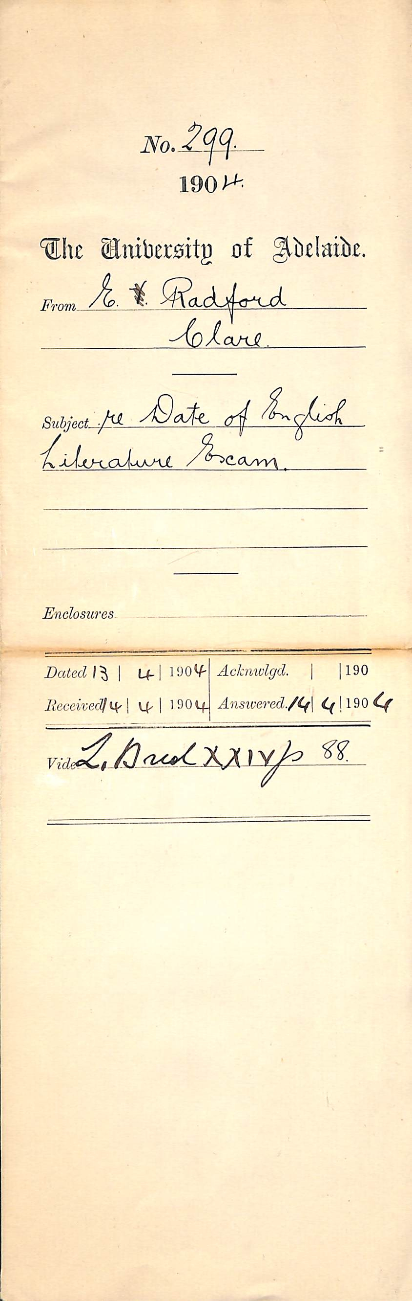 Re Date of English Literature exam