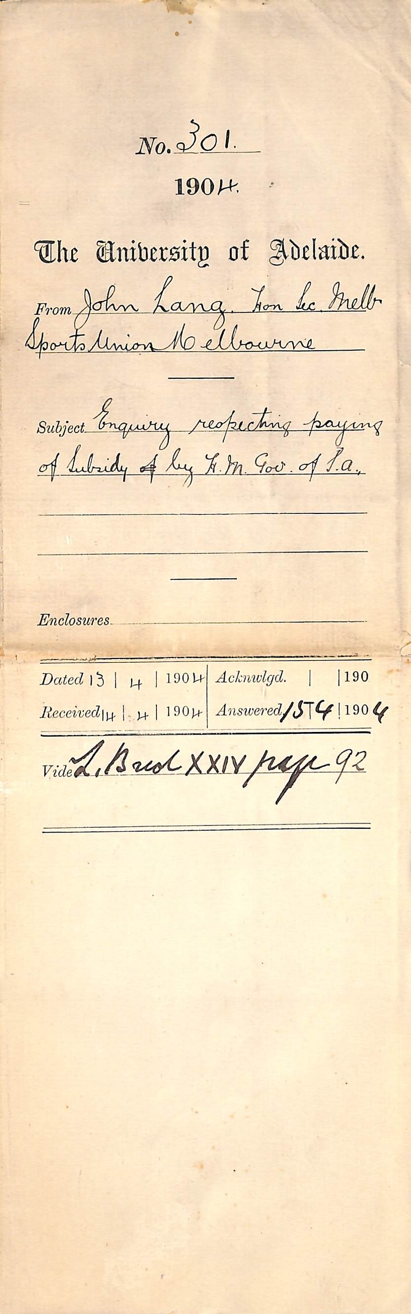 Enquiry re paying of Subsidy