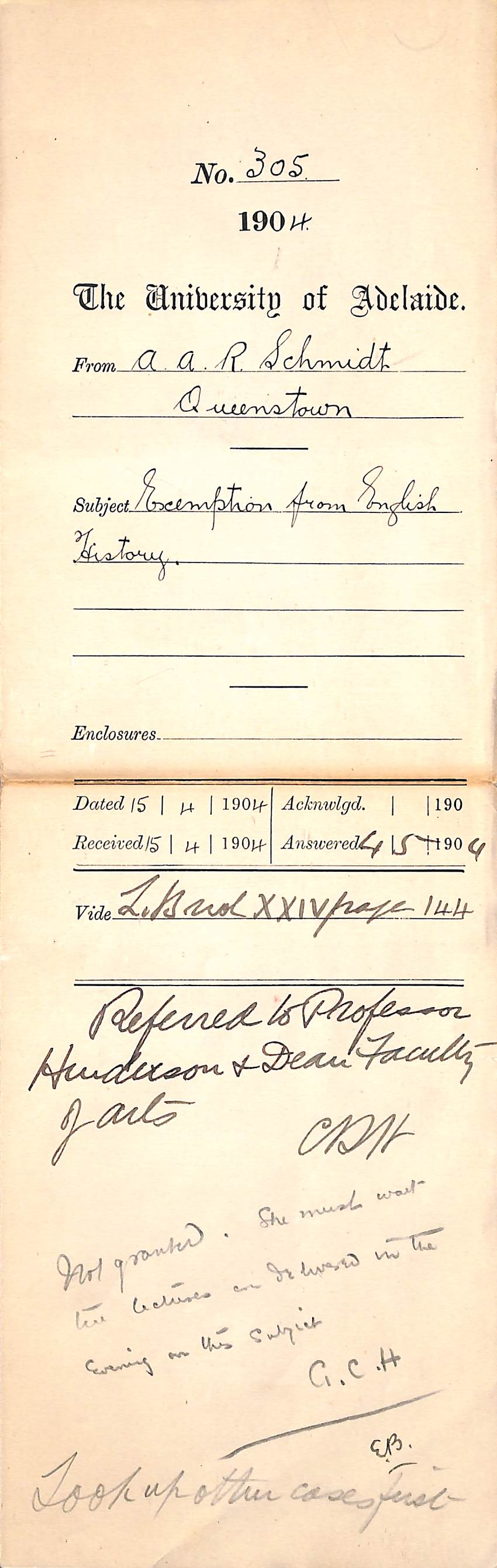 Exemption from English History - Schmidt