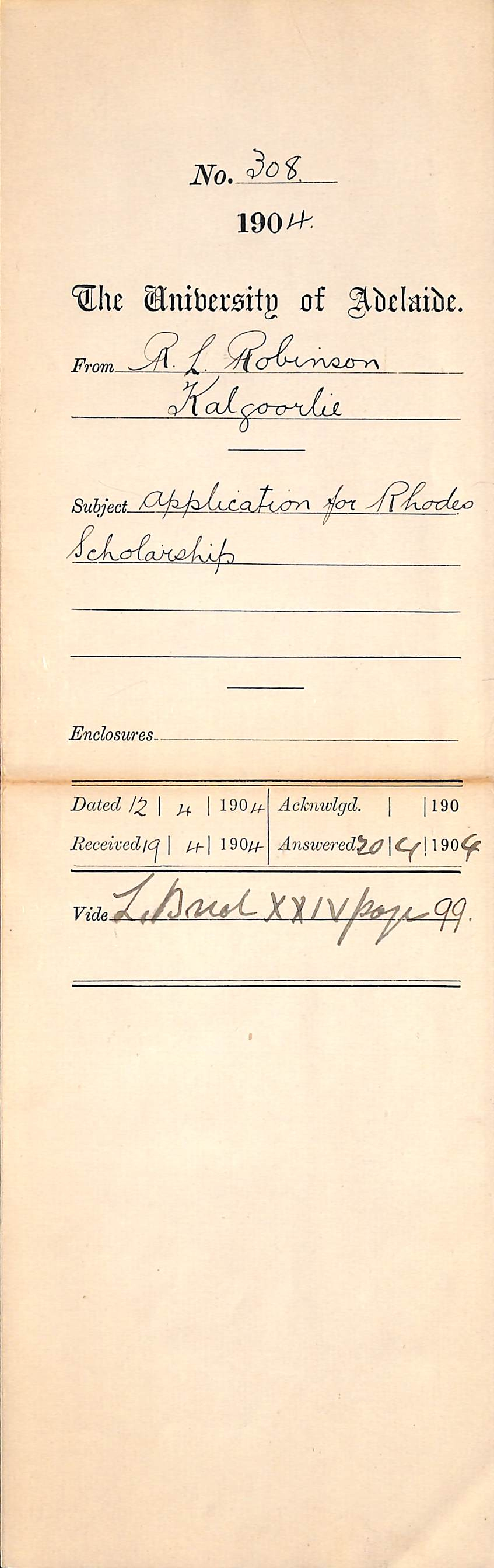 Application for Rhodes Scholarship