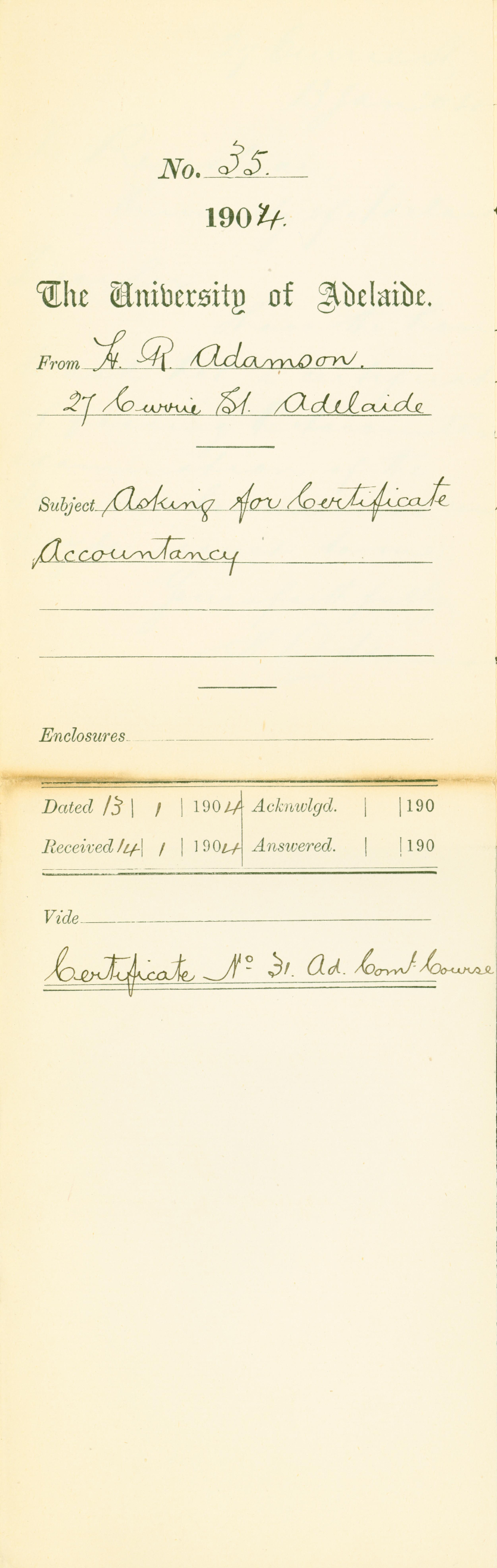 Asking for Certificates in Accountancy