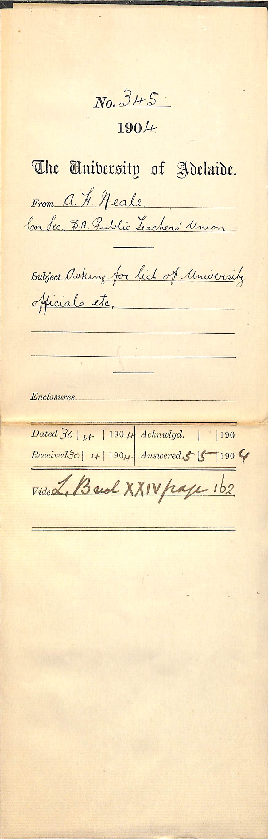 Asking for list of University officials