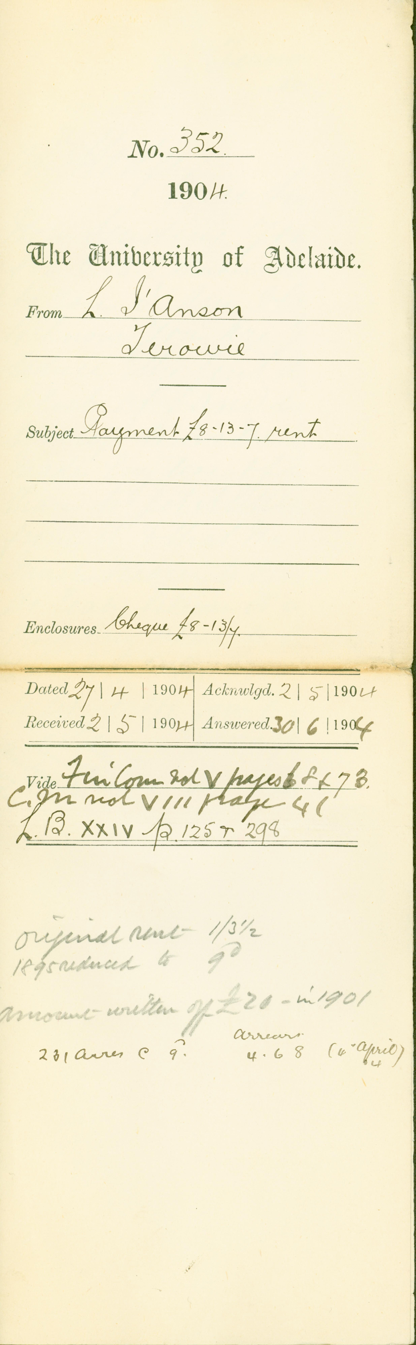 Payment 8 pound -13-7 rent