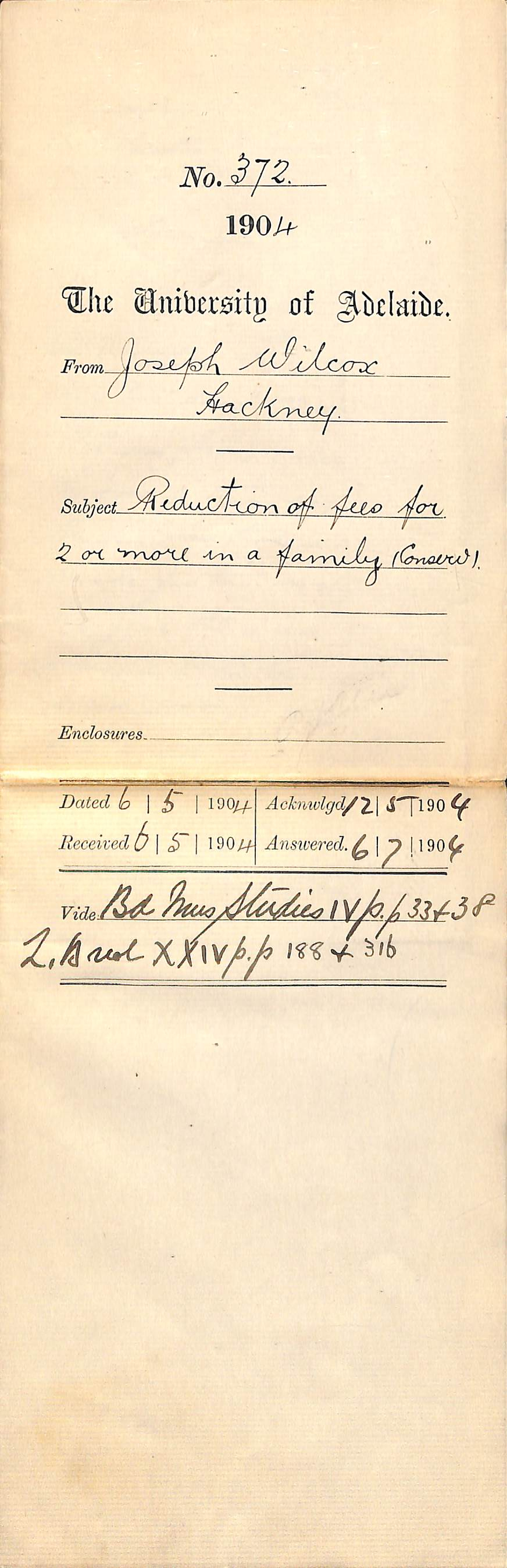 Reduction of fees for 2 or more in a family Conservatorium