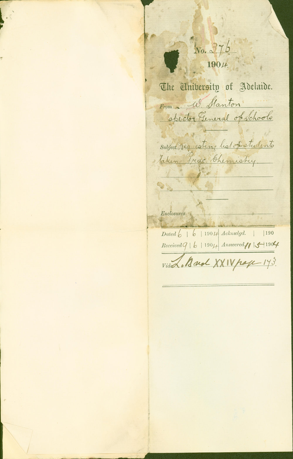 Requesting list of student taking Practical Chemistry