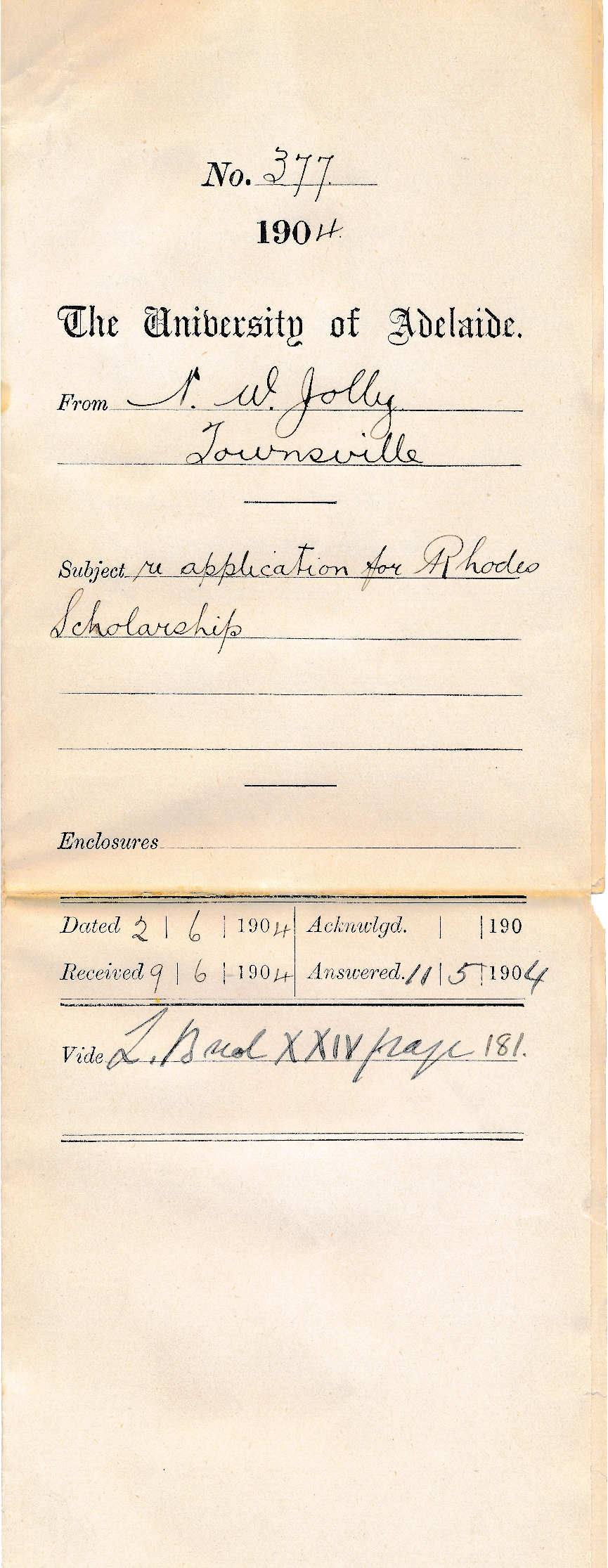 Re Application for Rhodes Scholarship