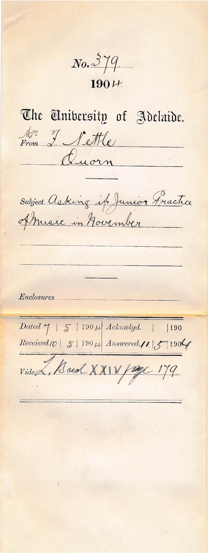 Asking if Junior Practice of Music in November