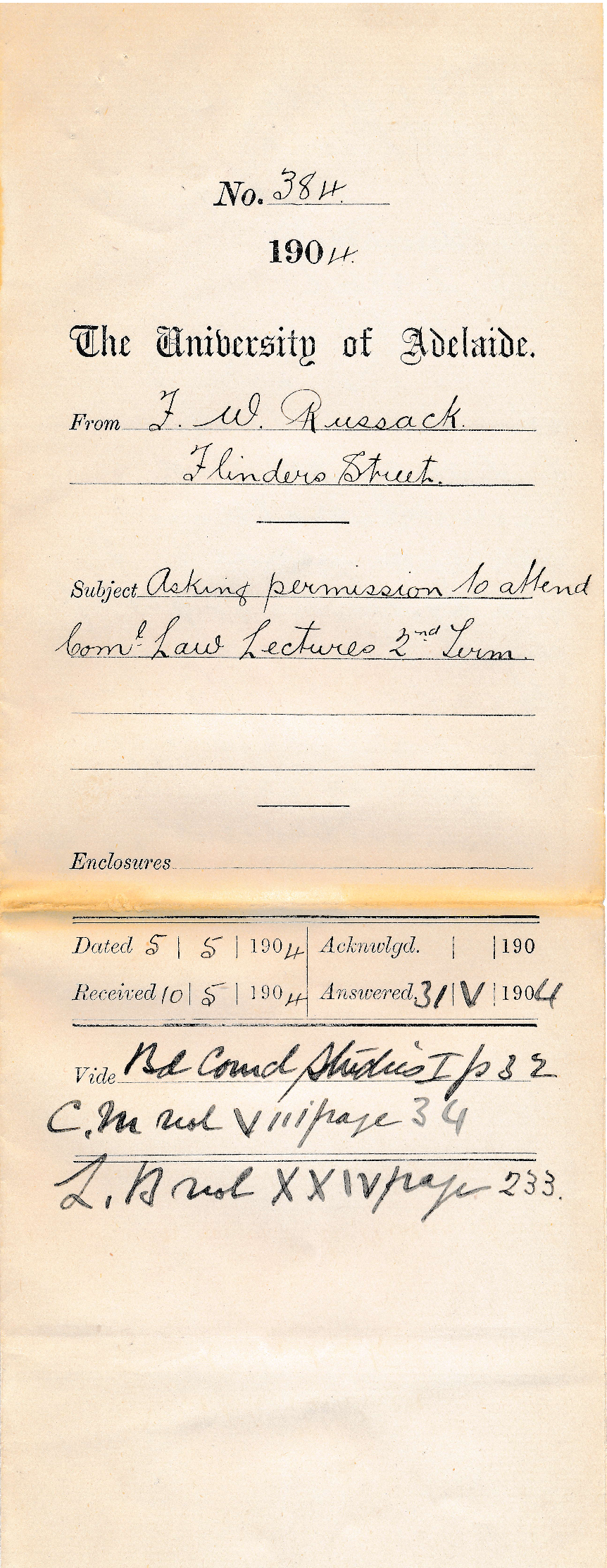 Asking permission to attend Commercial Law Lectures 2nd Term