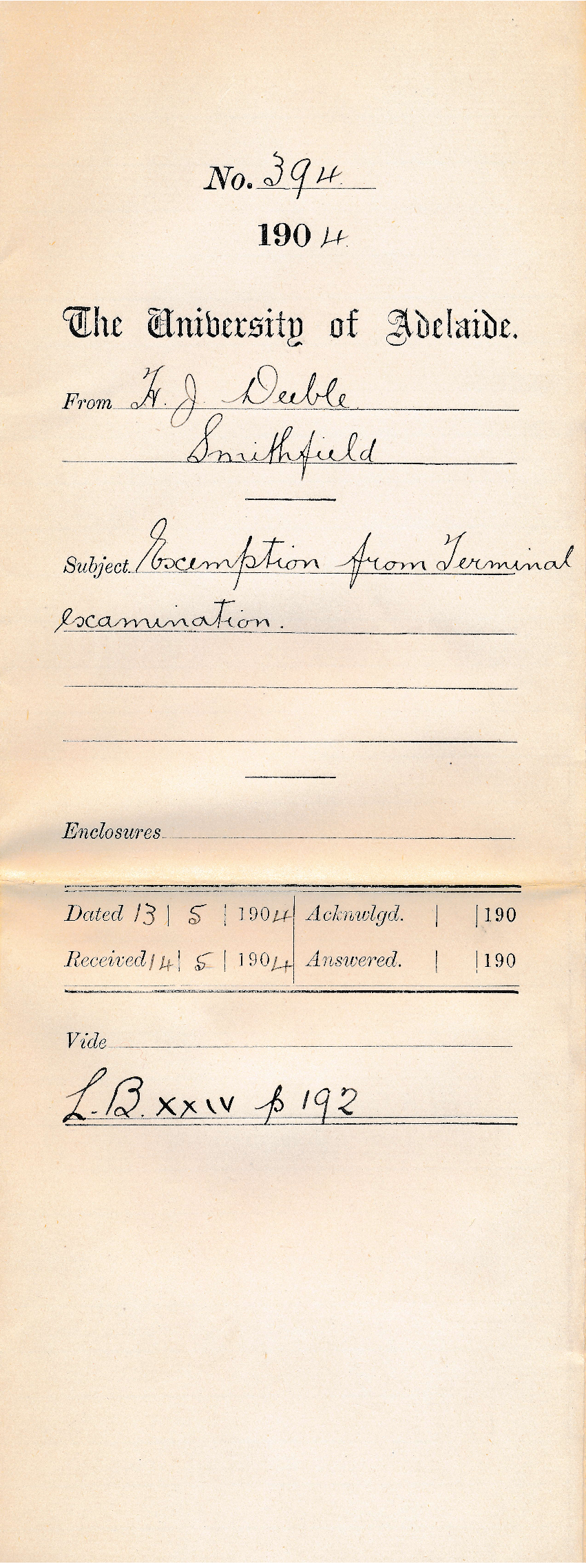 Exemption from Terminal Examination