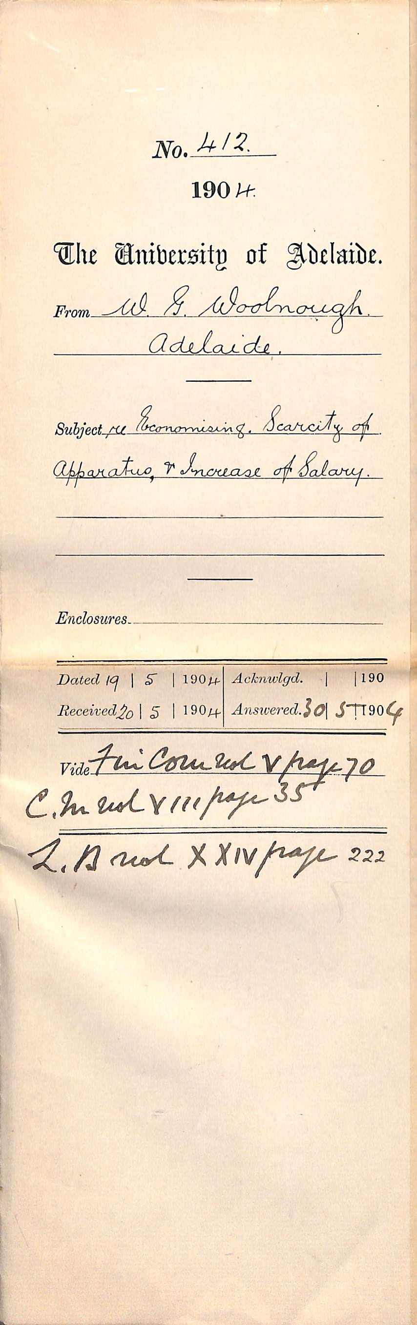 Economising Scarcity of Apparatus &amp; Increase of Salary