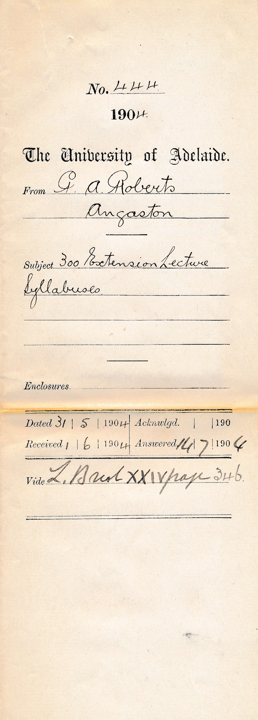 300 Extension Lecture Syllabuses