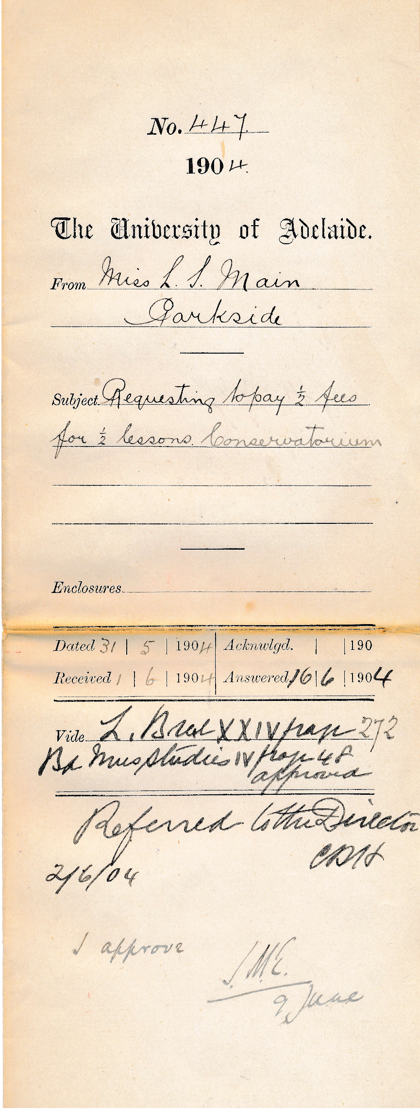 Requesting to pay half fees for half lessons Conservatorium