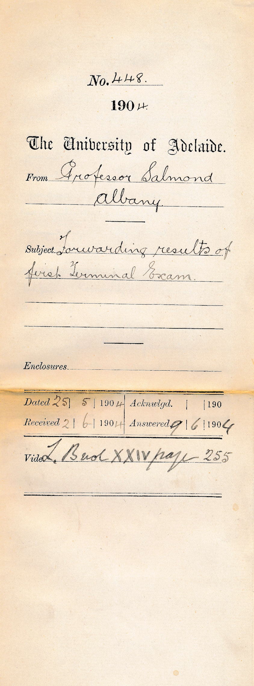 Forwarding results of First Terminal Exam