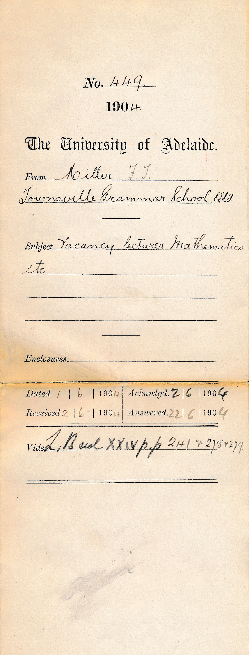 Vacancy Lecturer Mathematics etc