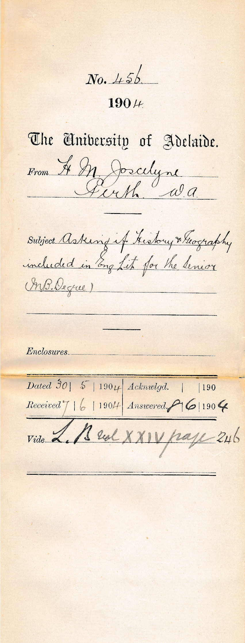 Asking if History &amp; Geography included in English Literature for Senior MB Degree