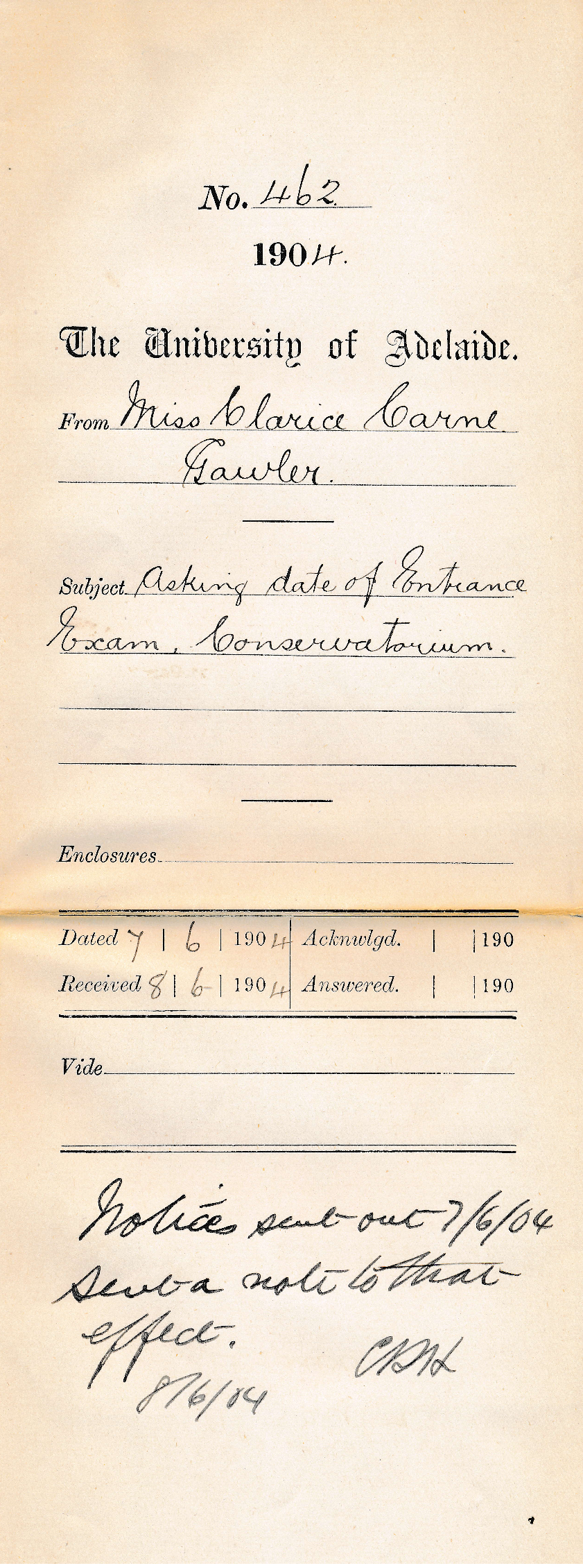 Asking date of Entrance Exam Conservatorium