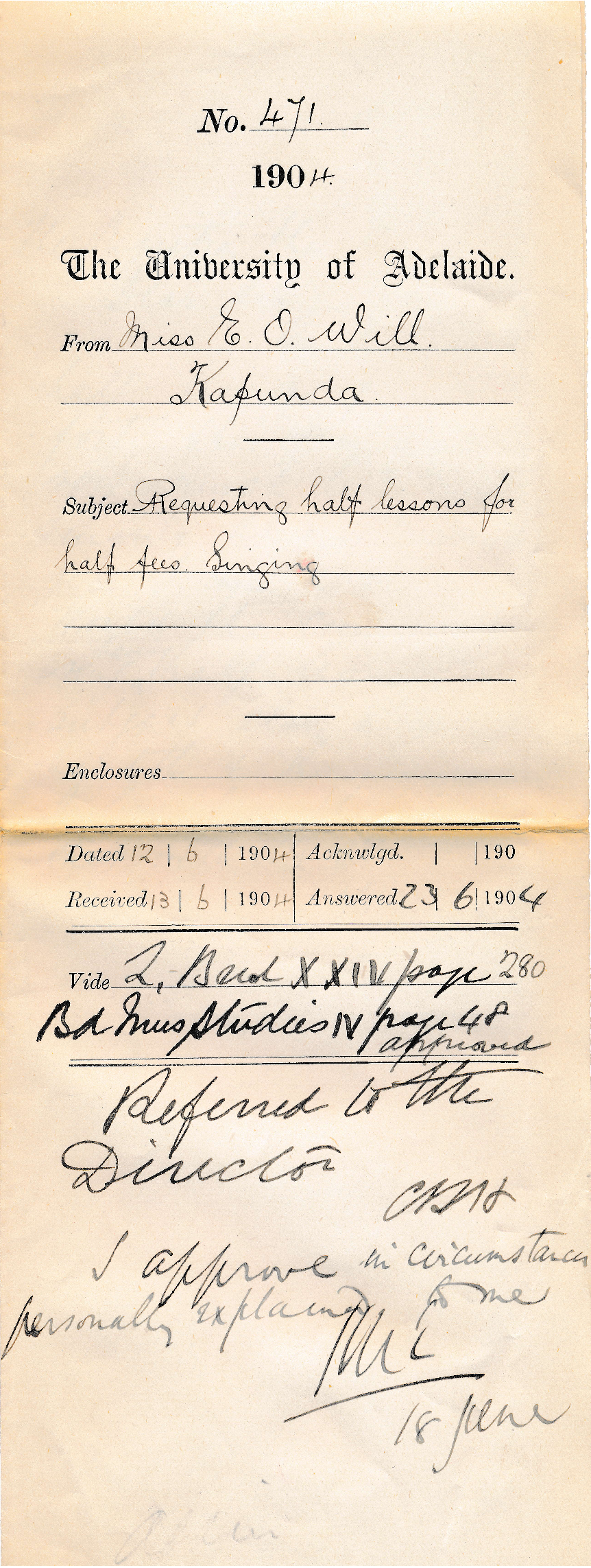 Requesting half lessons for half fees Singing