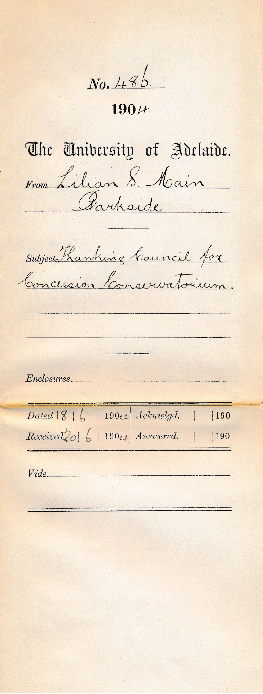 Thanking Council for Concession Conservatorium