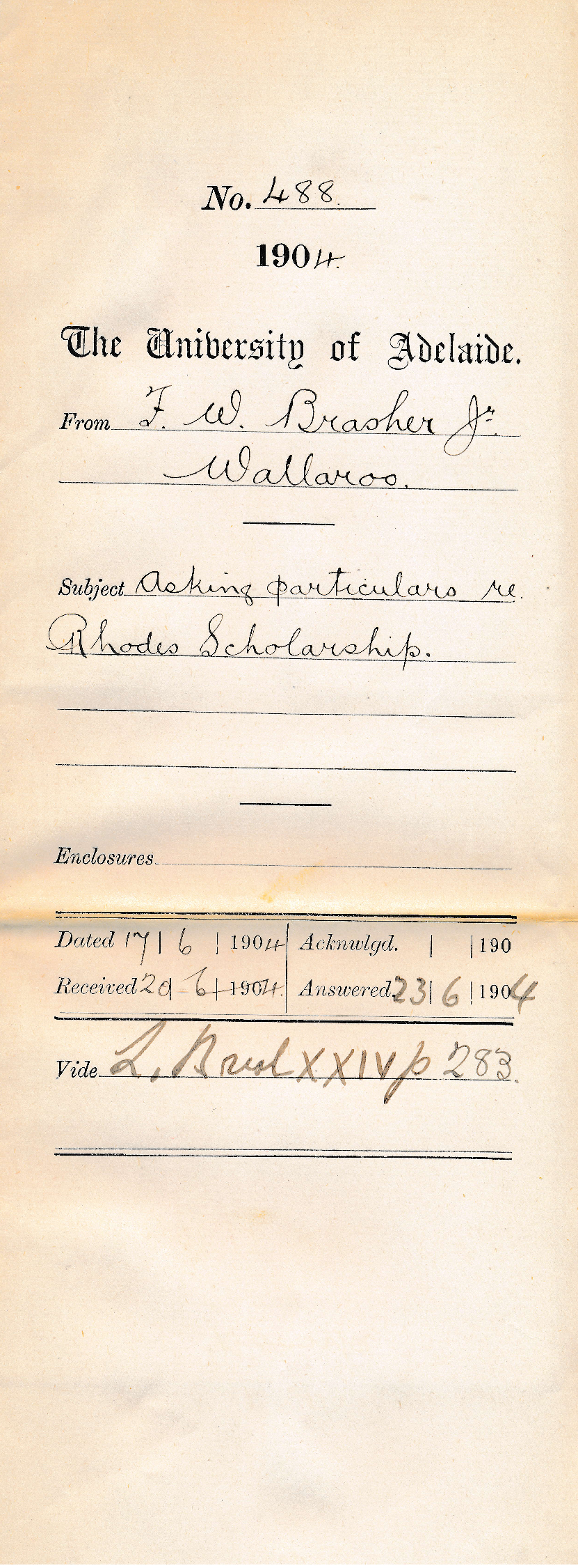 Asking particulars re Rhodes Scholarship