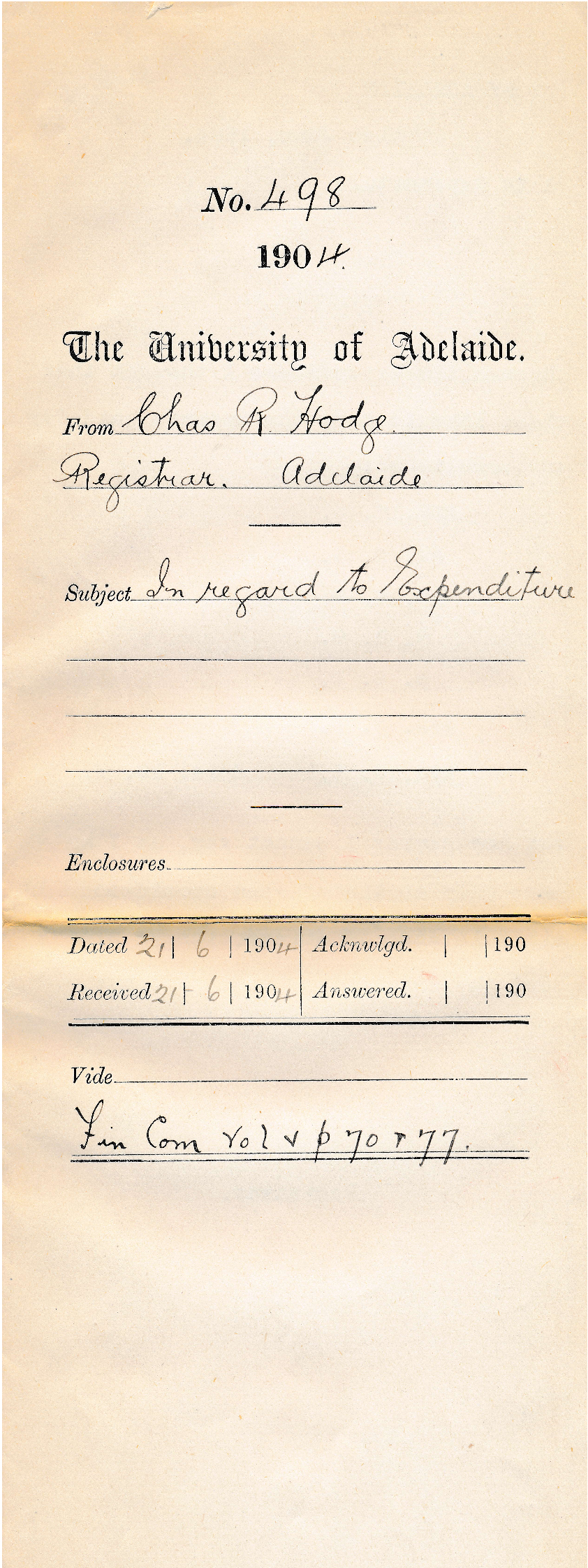 In regard to Expenditure