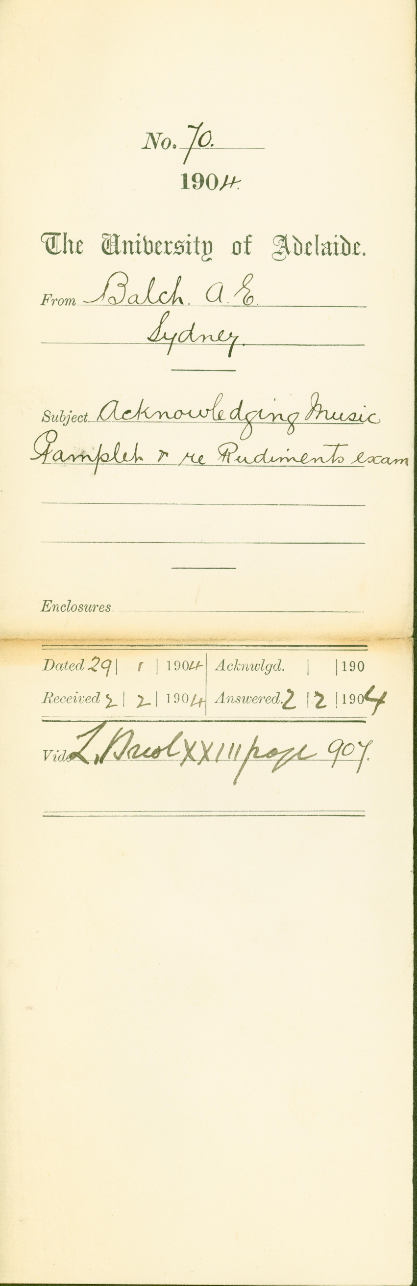 Acknowledging Music Pamphlet and re Rudiments exam