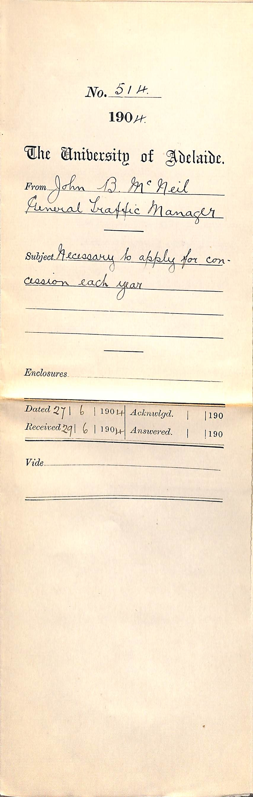 Necessary to apply for concession each year