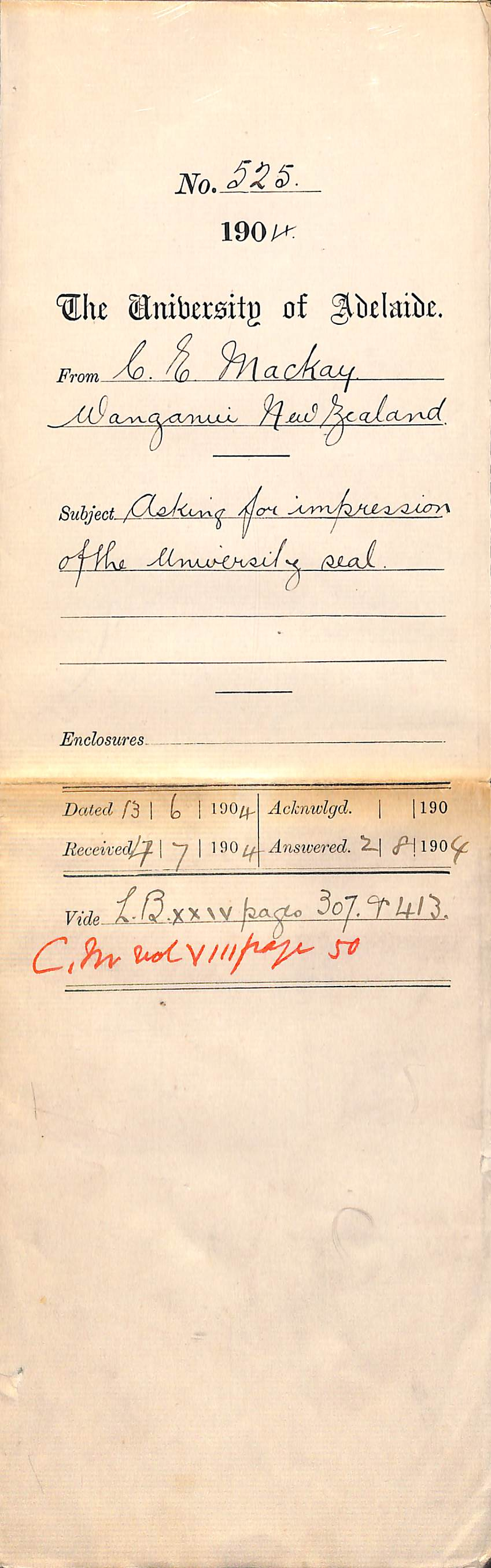 Asking for impression of the University seal