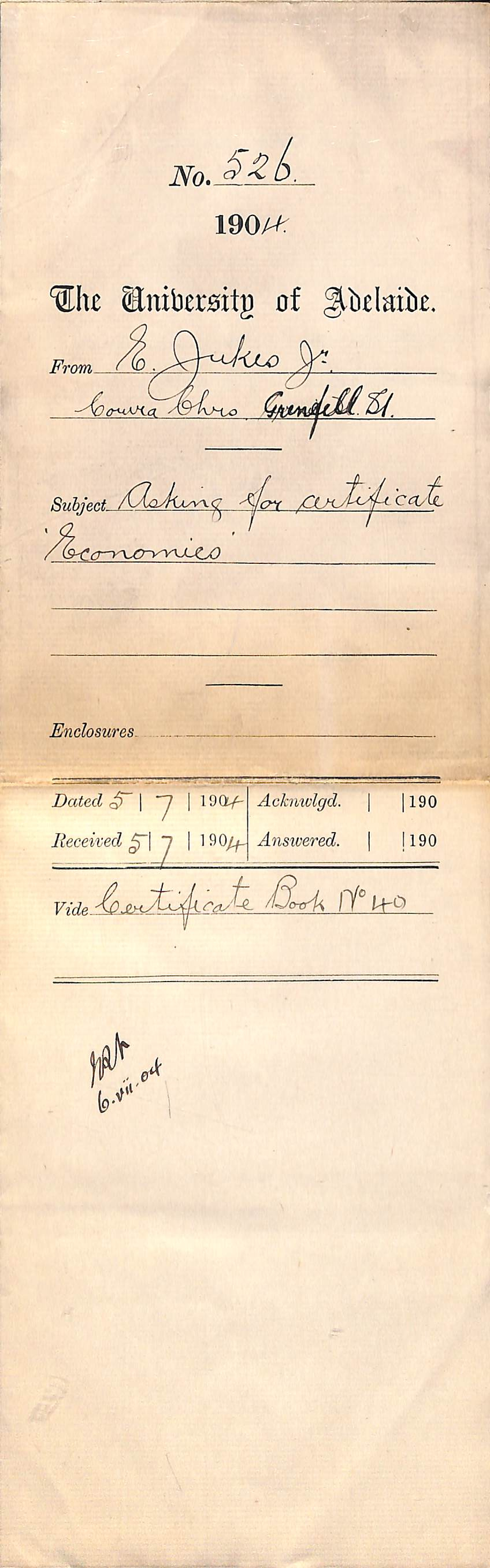 Asking for certificate Economics