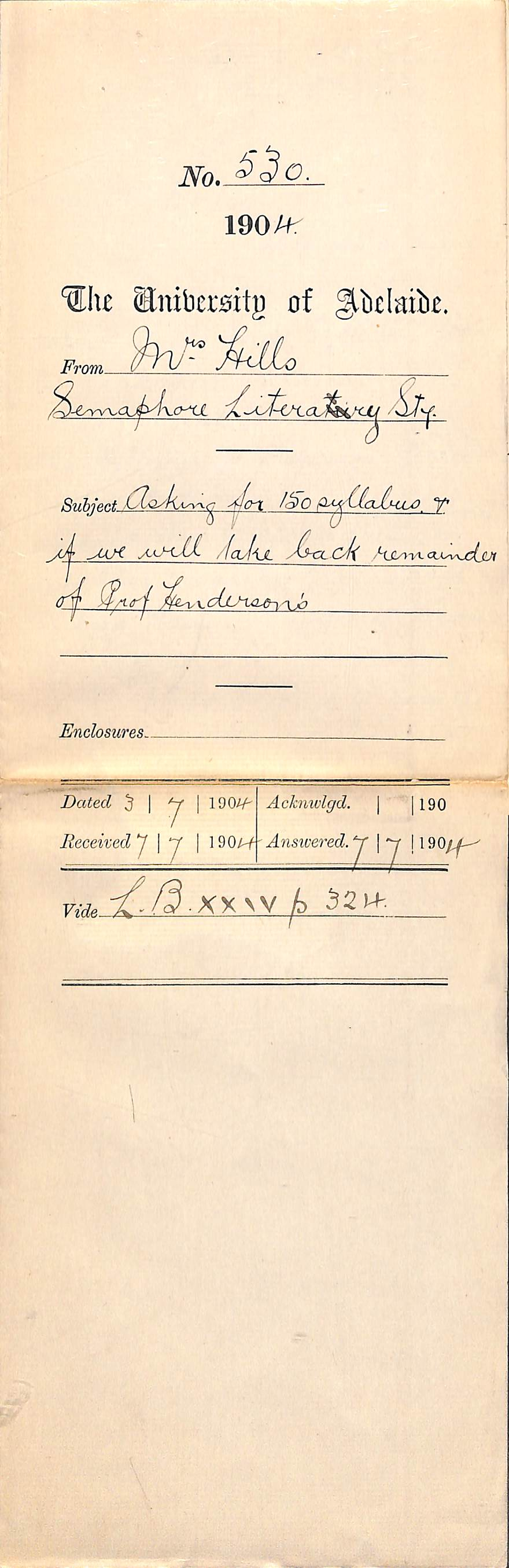 Asking for 150 Syllabus and if we will take back remainder of Prof Henderson's