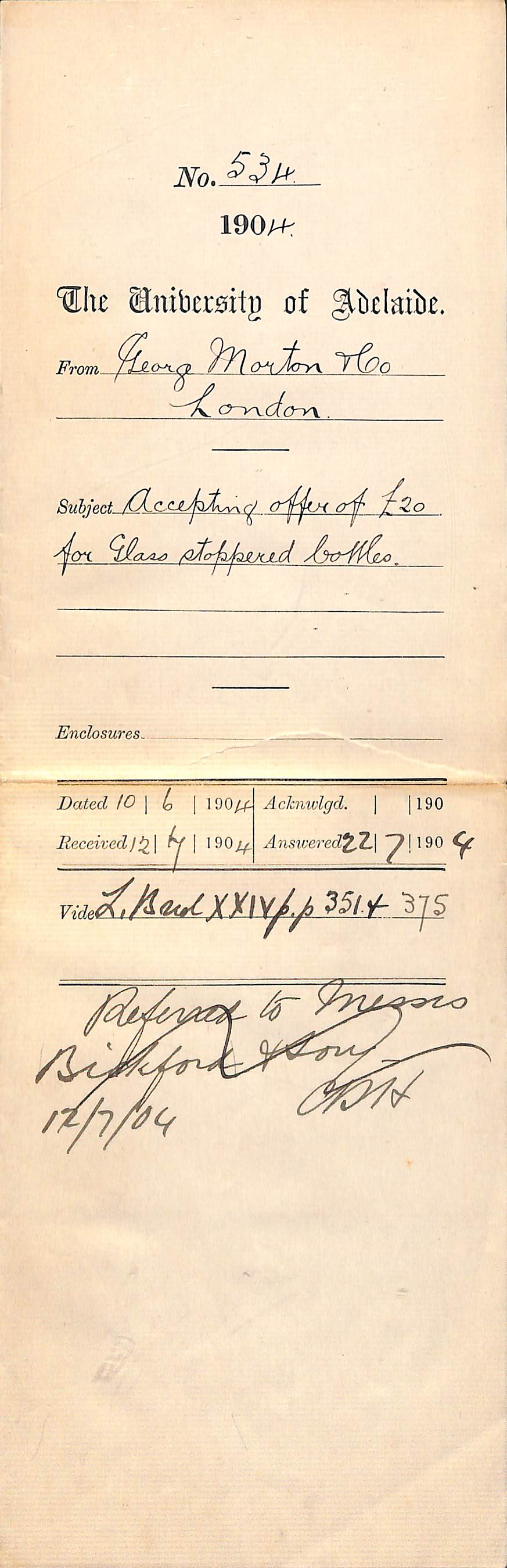 Accepting offer of 20 pounds for Glass Stoppered Bottles