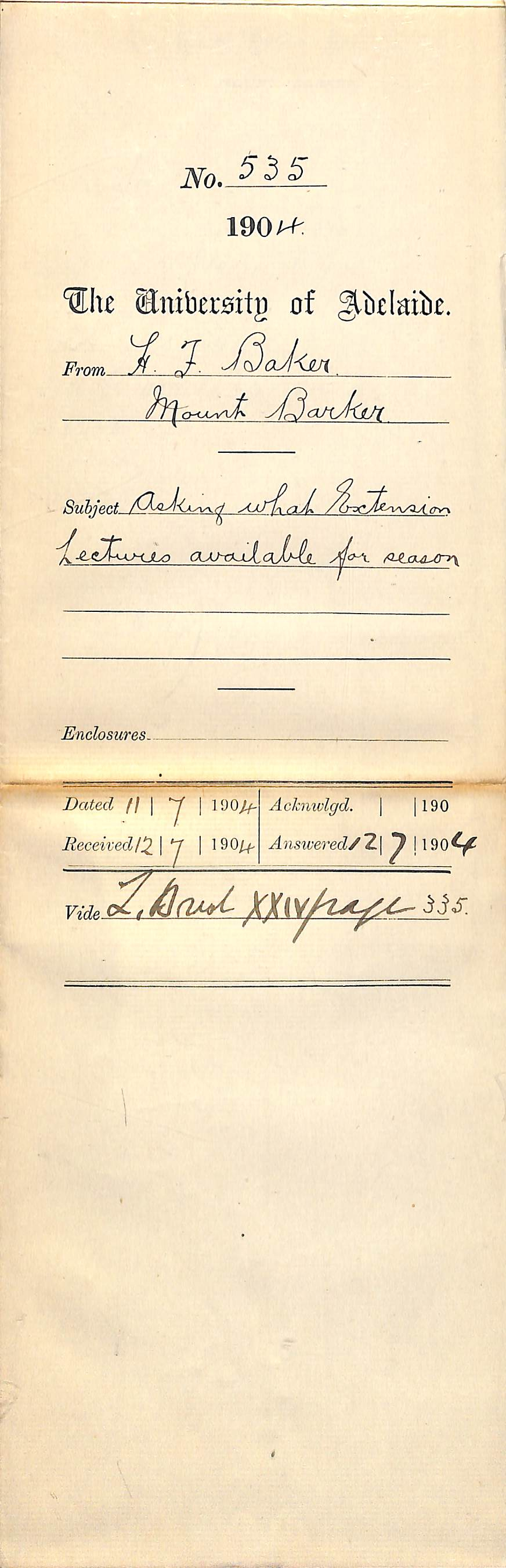 Asking what Extension Lectures available for season