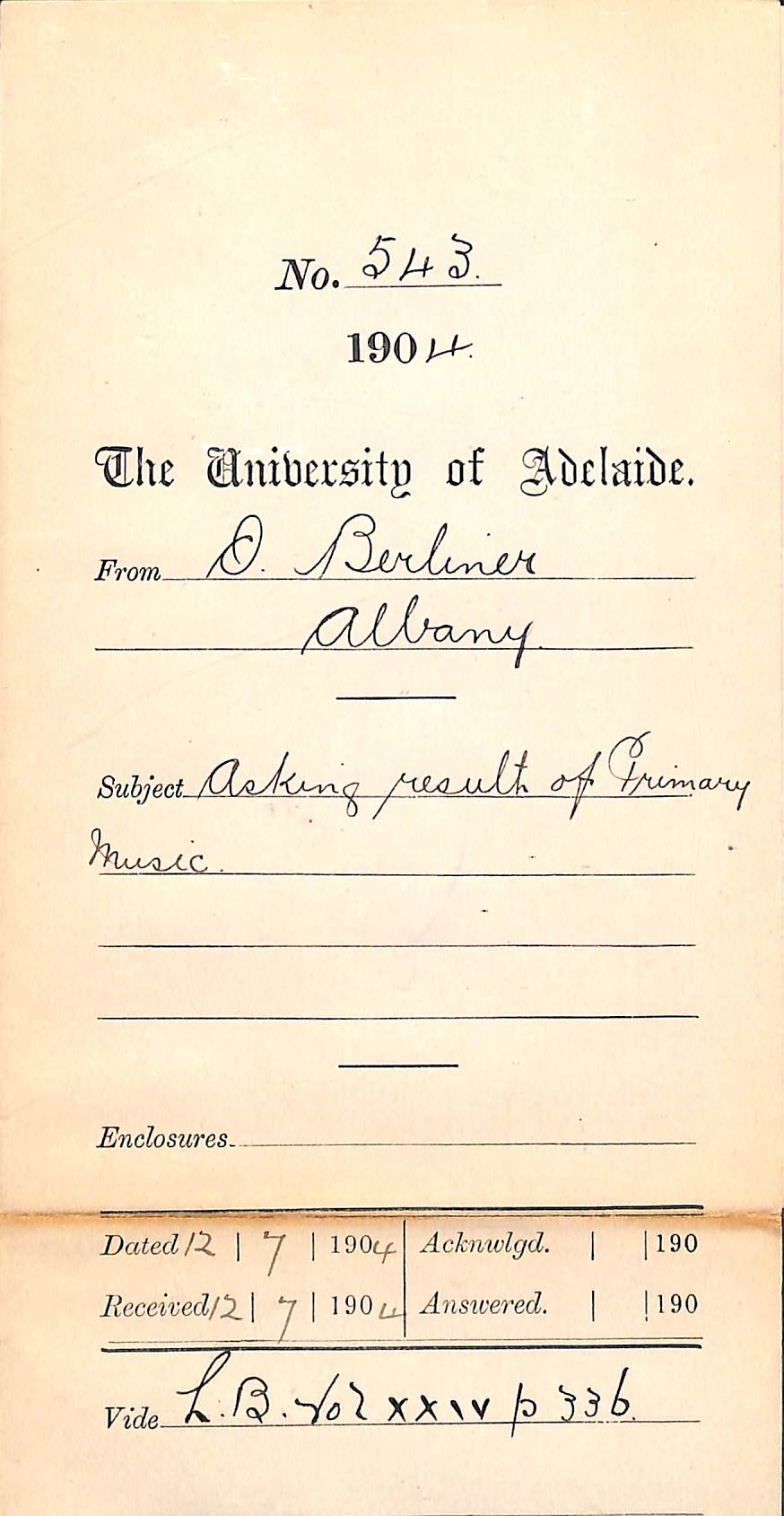 Asking result of Primary Music