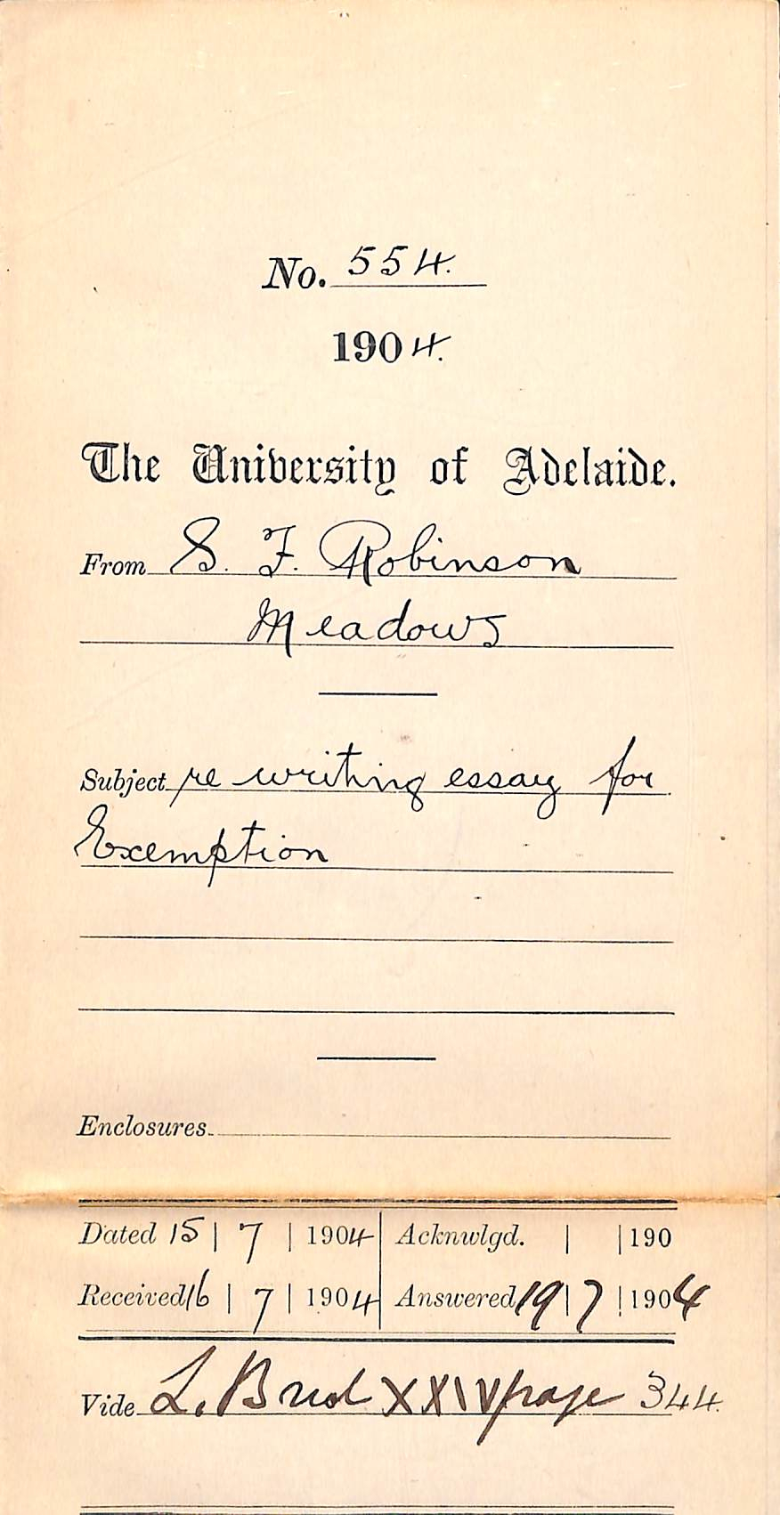 Re Writing Essay for Exemption