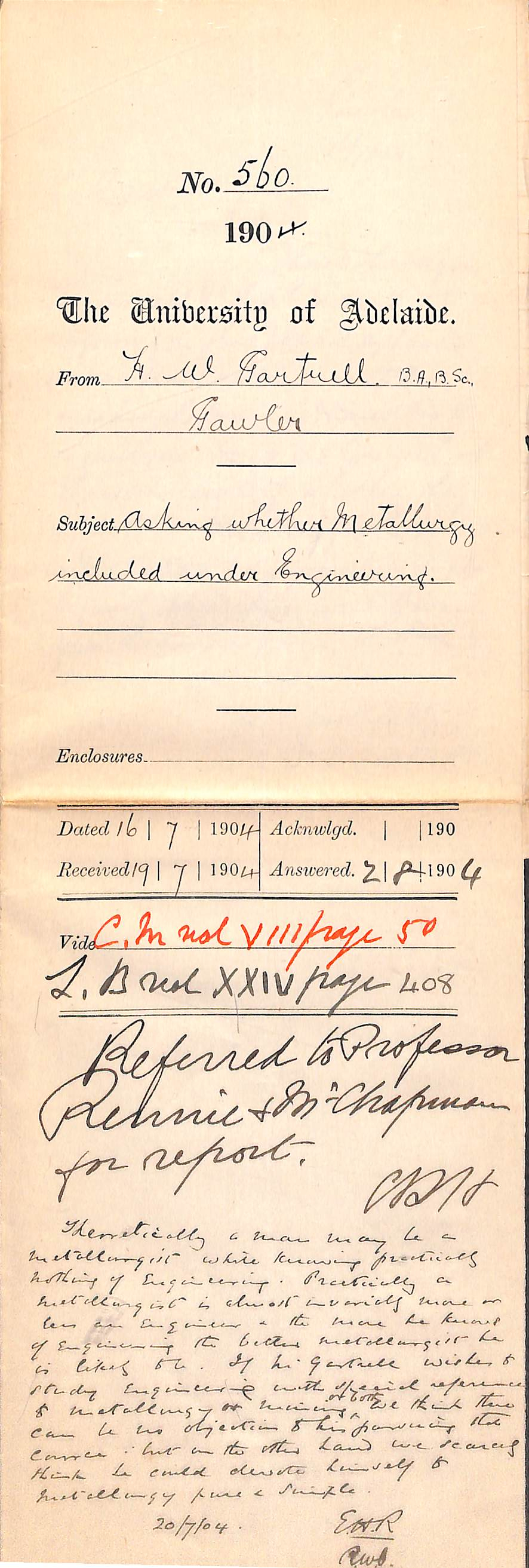 Asking whether Metallurgy included under Engineering