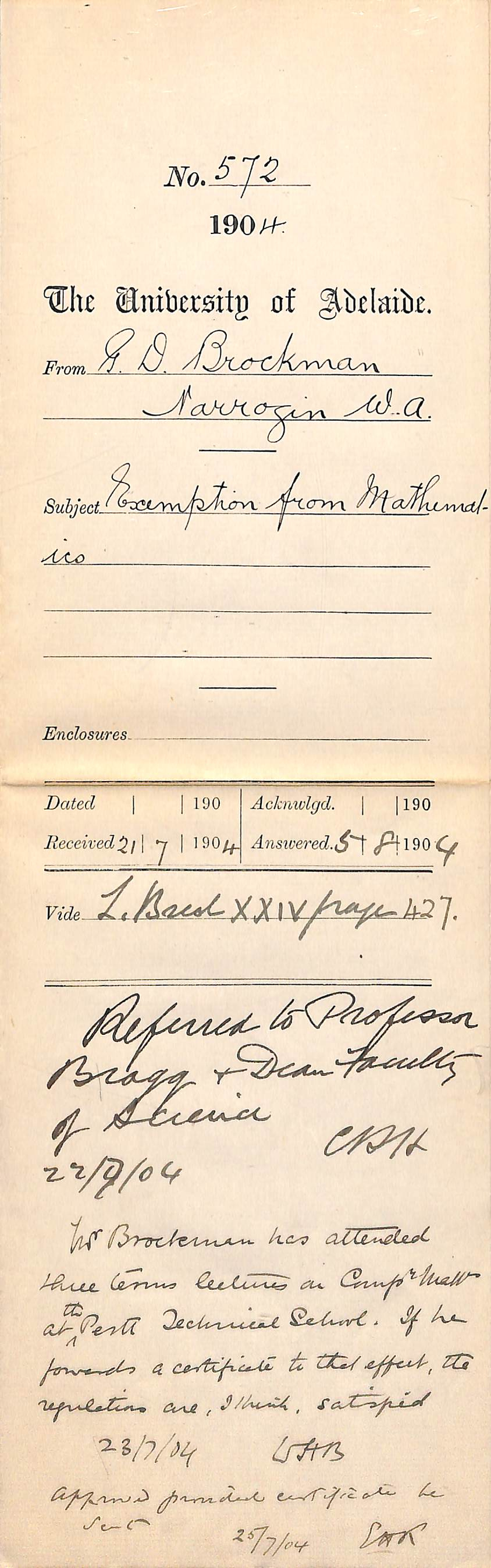 Exemption From Mathematics