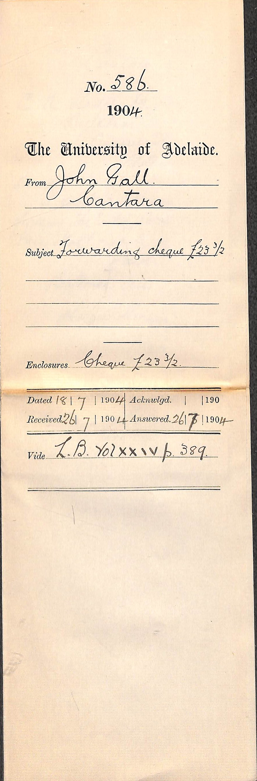 Forwarding Cheque 23 pounds 3-2