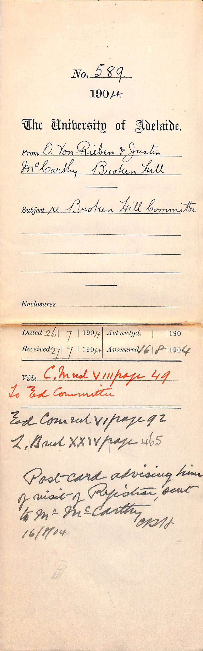 Re Broken Hill Committee