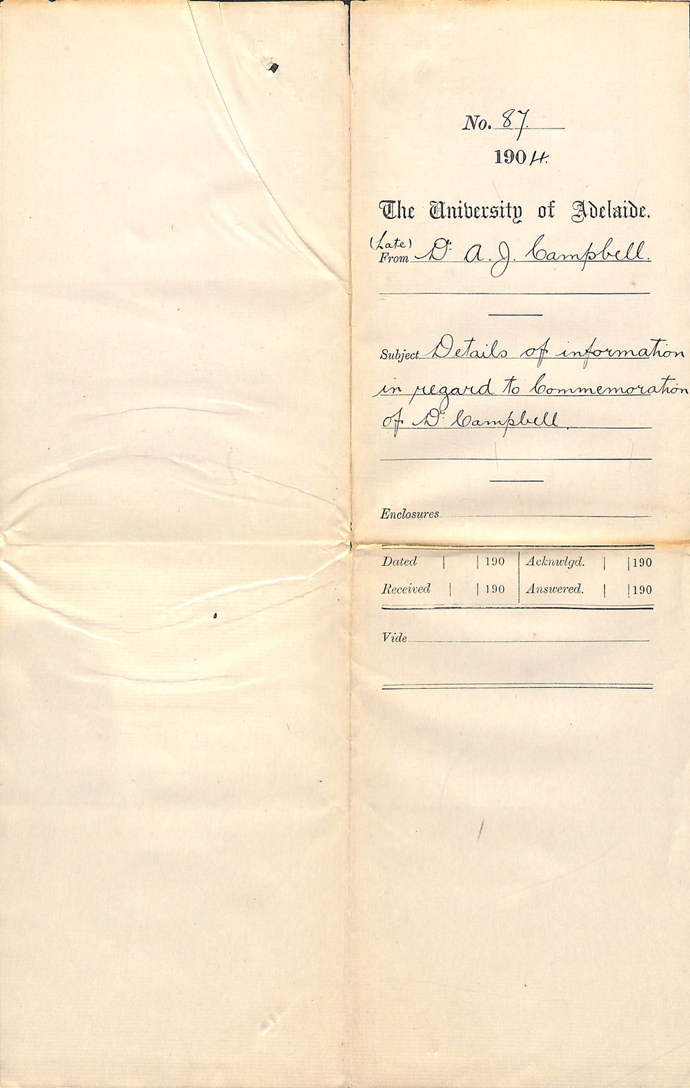 Commemoration of the late Dr Allen James Campbell