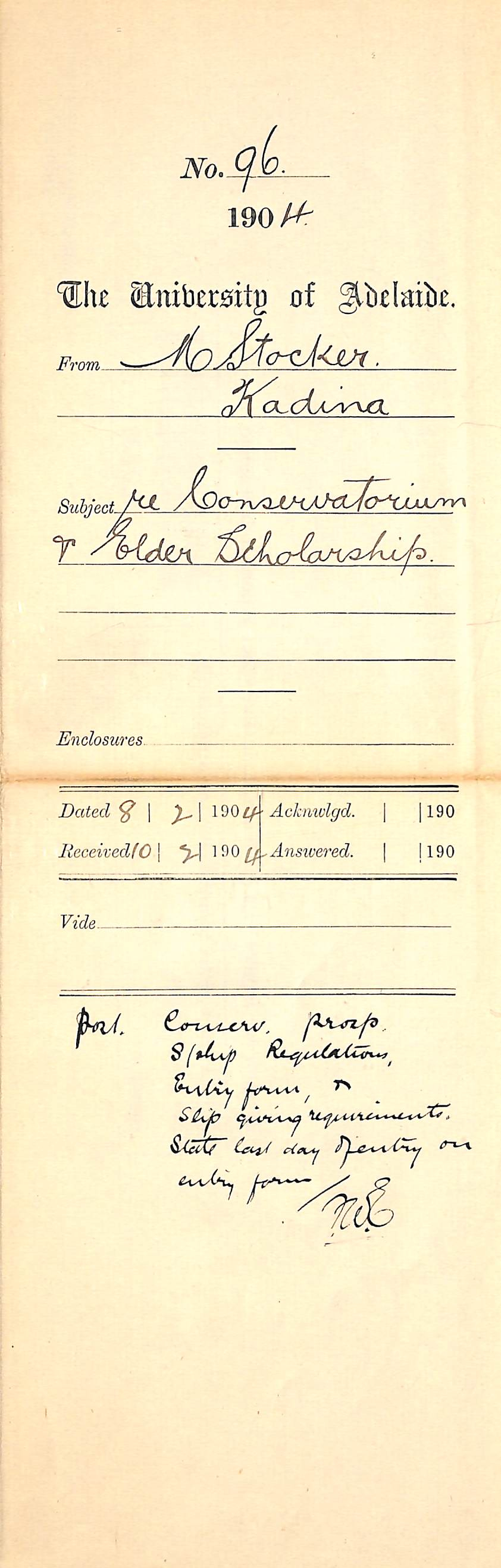 Re Conservatorium and Elder Scholarship