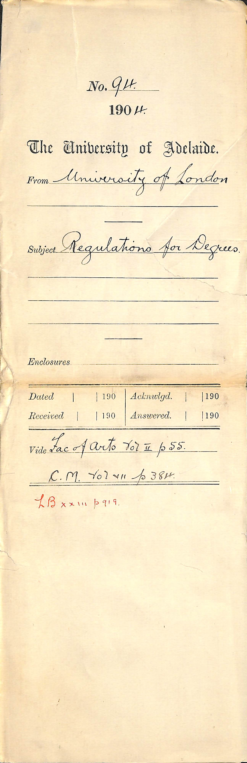 Regulations for Degrees