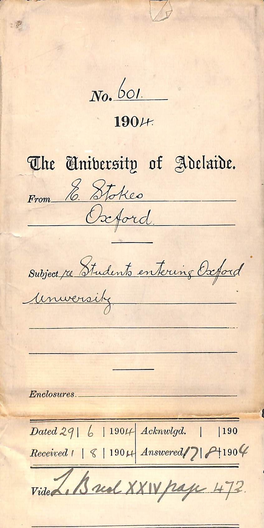 Re Students Entering Oxford University