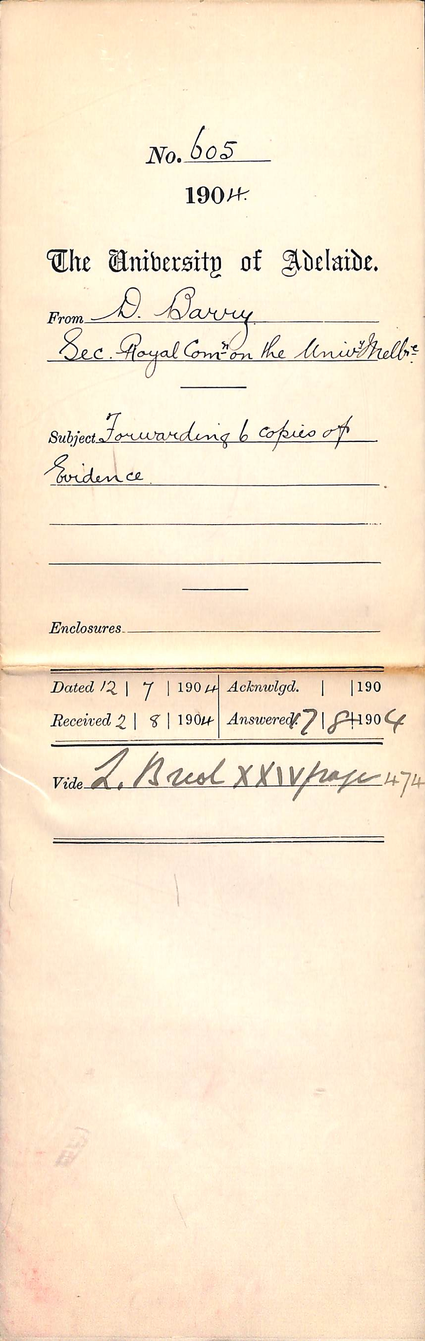 Forwarding 6 copies of Evidence