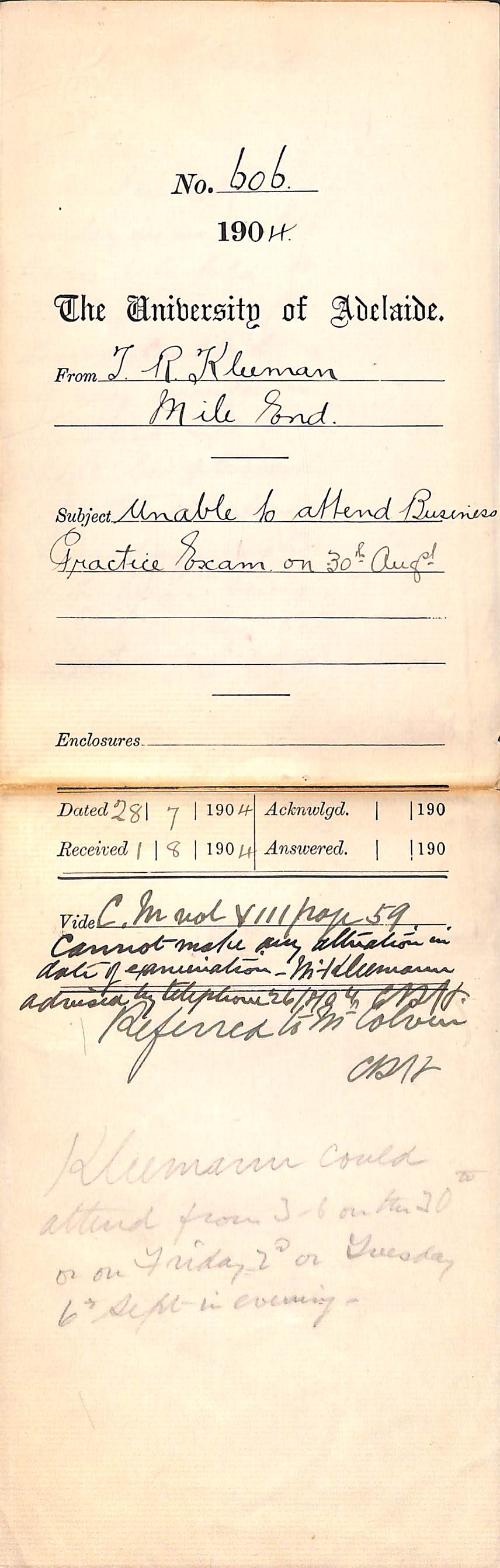 Unable to attend Business Practice Exam on 30th August