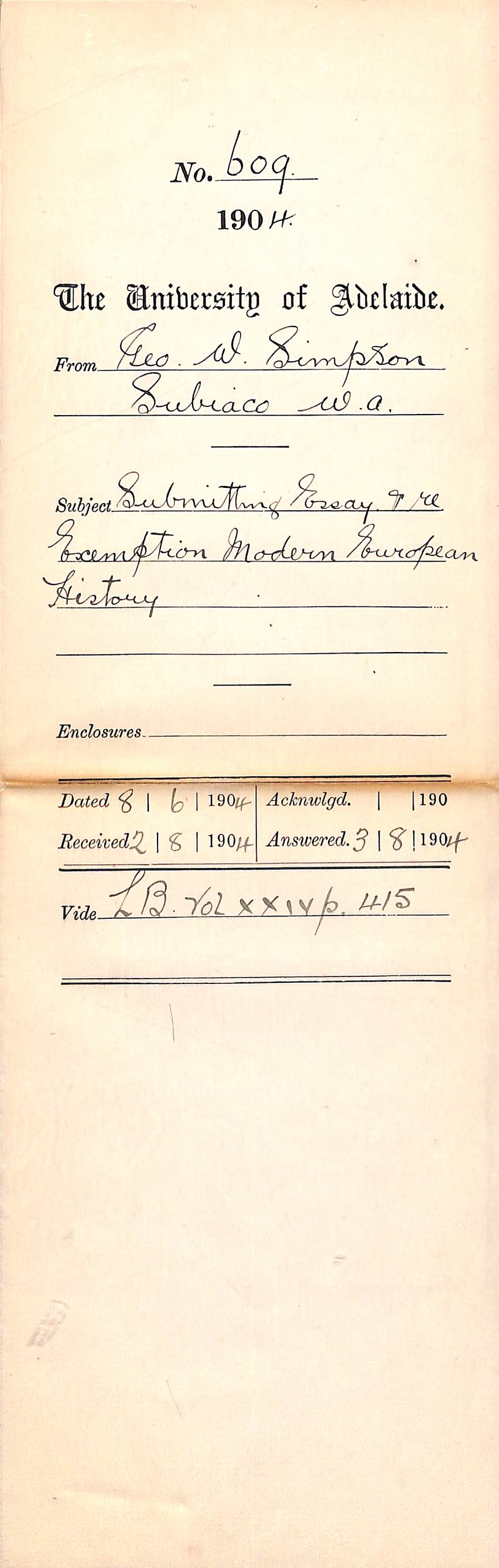 Submitting Essay and Re exemption Modern European History