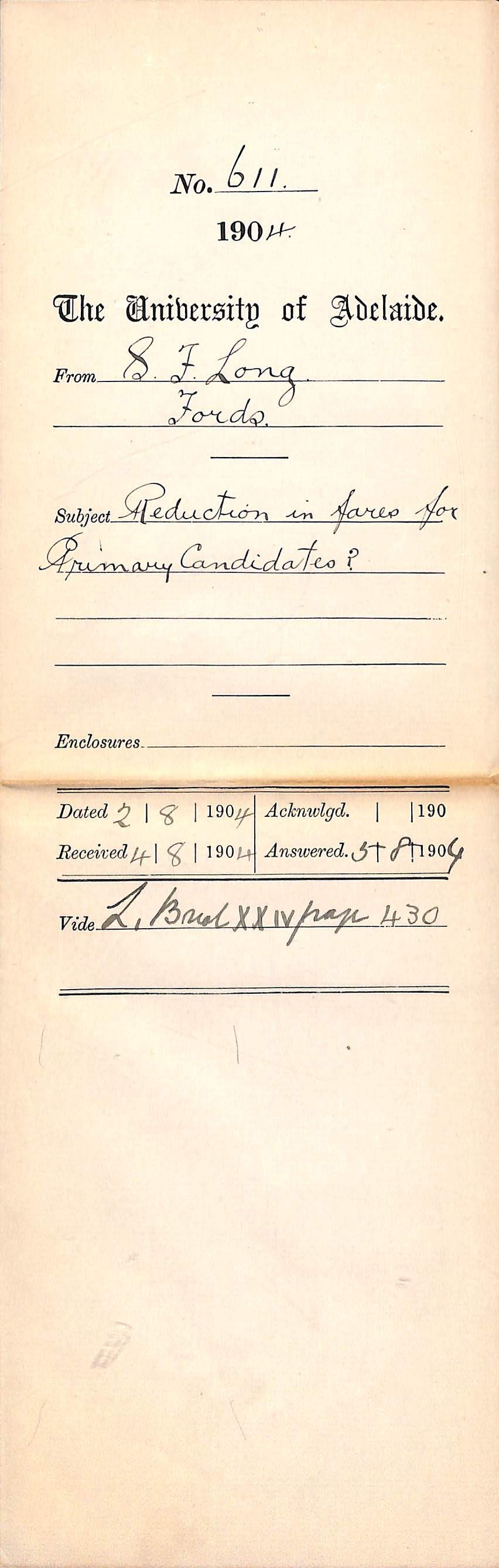 Reduction in fares for Primary Candidates