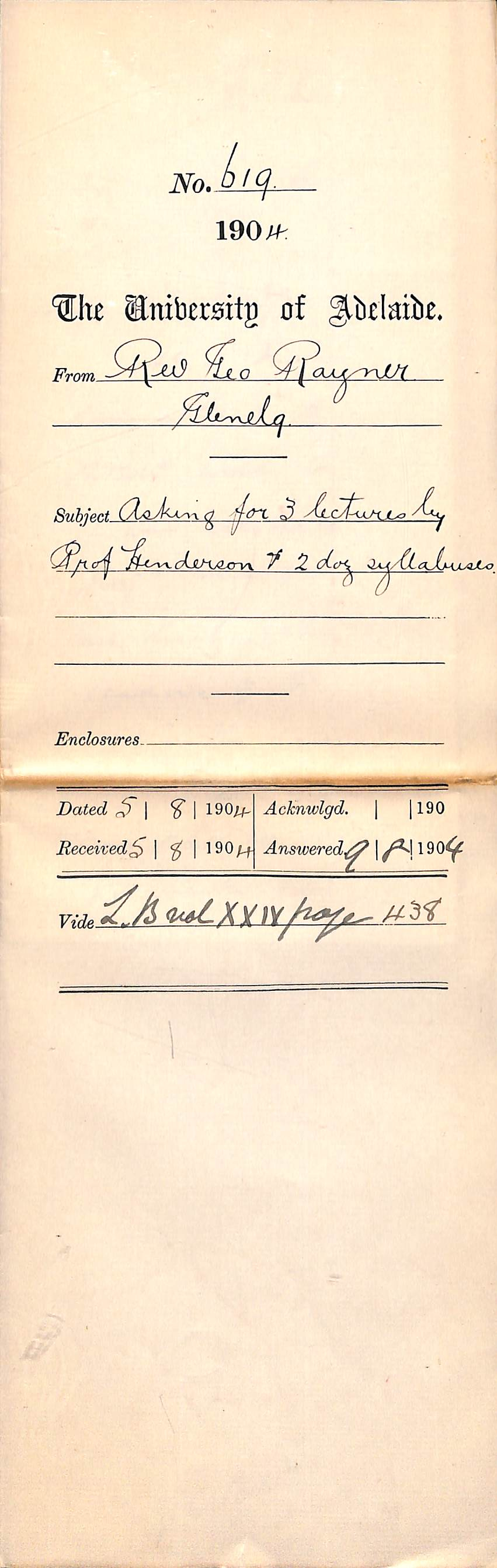 Asking for 3 lectures by Professor Henderson and 2 dozen Syllabus