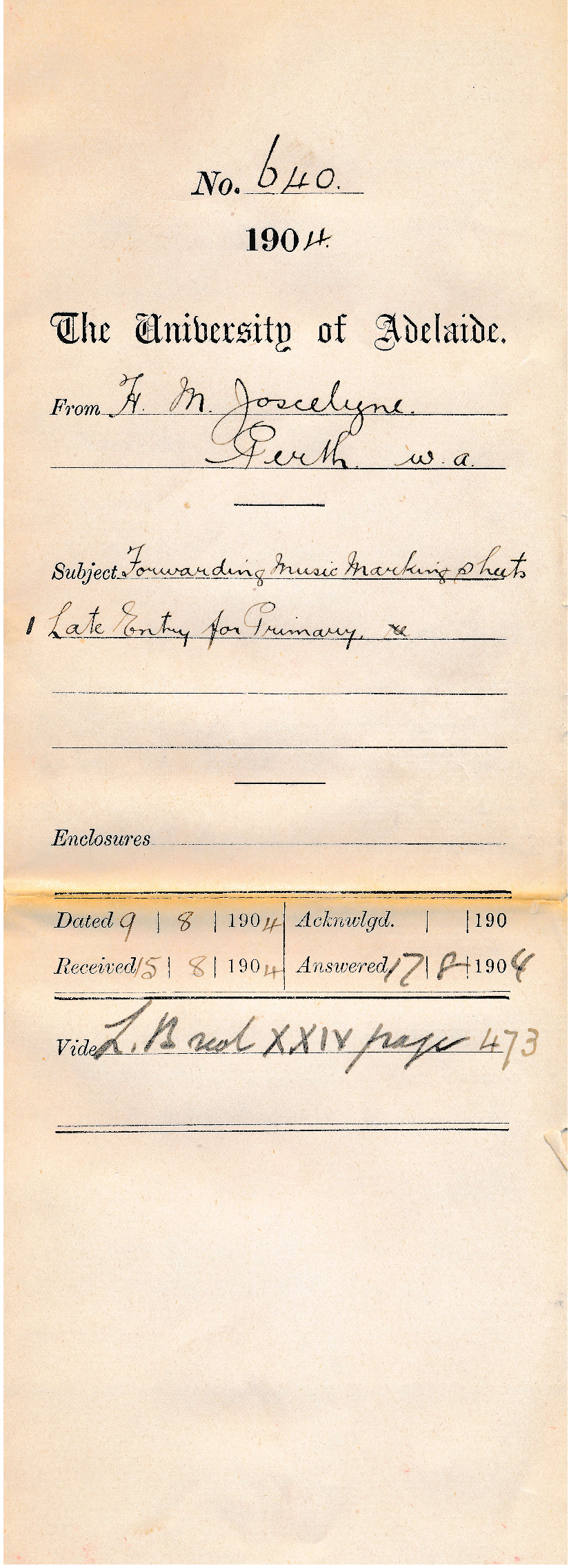 Forwarding Music Marking Sheets 1 Late Entry for Primary