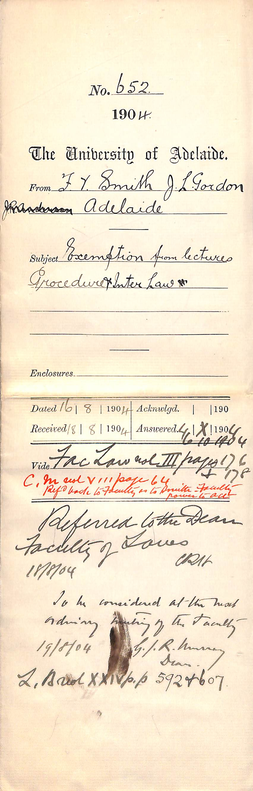 Exemption from lectures Procedure &amp; International Law